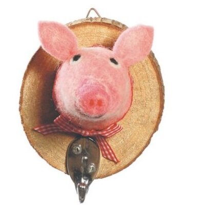 Schwein mit Schleife - Kleiderhaken aus Filz