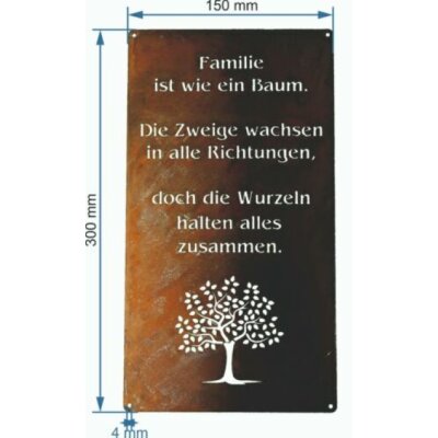 Dekoschild Familienspruch Baum Gr. 1: klein 30 x 15 cm