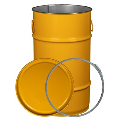 Deckelfass zylindrisch 60 Liter gelb