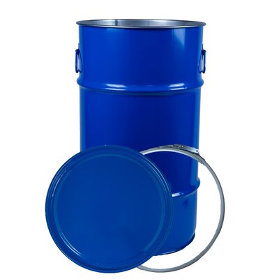 Deckelfass zylindrisch 60 Liter blau